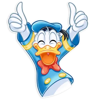 👍 Donald Duck pato donald, desenho animado, personagem, disney, polegar para cima, feliz telegram sticker