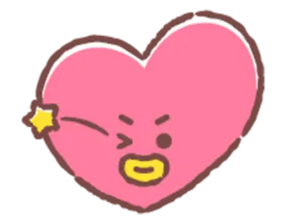 😉 Tata Tata, BT21, heart, cute, cartoon, character, K-pop telegram sticker