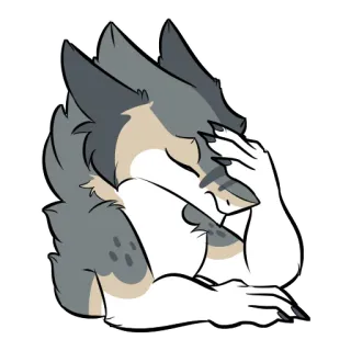 👏 furry, wolf, animal, sad, crying, facepalm, anthropomorphic telegram sticker