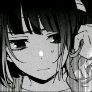 📓 Anime, Manga, Traurig, Mädchen, Schwarzweiß, Illustration telegram sticker