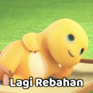 😉 Lagi Rebahan dinozaur, kreskówka, słodki, żółty, leżący, relaks telegram sticker