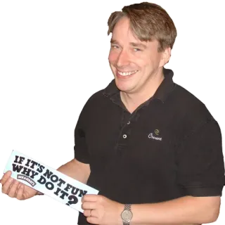 😄 Linus Torvalds IF IT'S NOT FUN WHY DO IT? linus torvalds, spaß, linux, eis, ben & jerry's telegram sticker