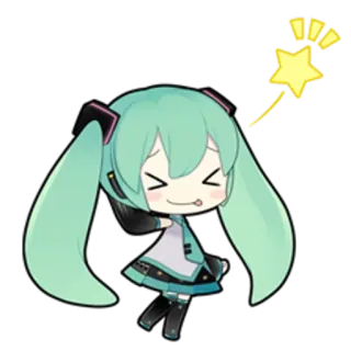 😅 Hatsune Miku Anime, Chibi, Vocaloid, Hatsune Miku, Lindo, Kawaii, Arte digital telegram sticker