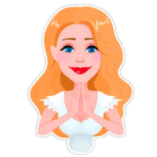 🙏 vrouw, meisje, cartoon, portret, blond, schattig, illustratie telegram sticker