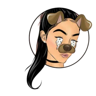 😭 Kartun, Filter anjing, Gadis, Wanita, Stiker whatsapp sticker
