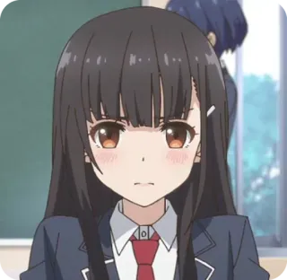😡 动漫, 女孩, 校服, 可爱, 棕色头发 telegram sticker