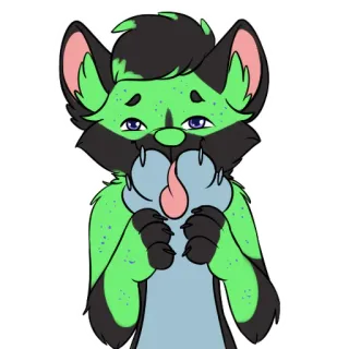 🐾 furry, fursuit, anthropomorphic, cute, paw, licking, cartoon, animal telegram sticker