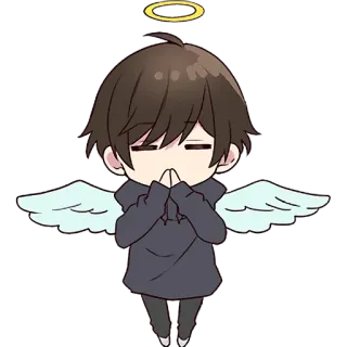 😇 ángel, alas, lindo, chibi, anime, dibujos animados, kawaii telegram sticker