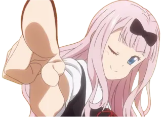 👉 Chika Fujiwara Kaguya-sama: Love Is War anime, chika, love is war, garota anime, apontando, rude telegram sticker