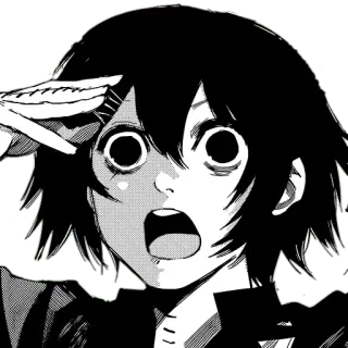 😳 อนิเมะ, มังงะ, คำทักทาย, ขาวดำ telegram sticker