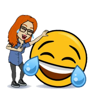 🤣 laughing, emoji, tears of joy, woman, cartoon, bitmoji, humor telegram sticker