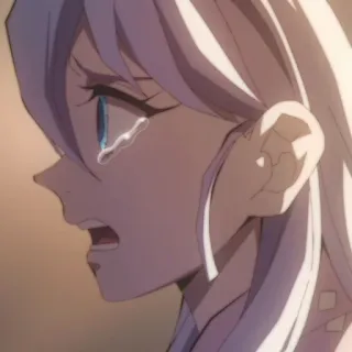 🕊 Anime, Chorando, Triste, Garota, Cabelo Branco, Olhos Azuis telegram sticker