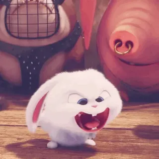 🎟 Snowball The Secret Life of Pets lapin, animal, dessin animé, mignon, animé, animal de compagnie, lapinou whatsapp sticker