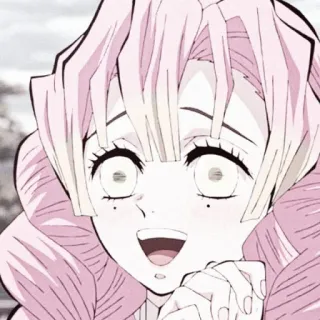 🌸 Mitsuri Kanroji Demon Slayer Anime, Manga, Demon Slayer, Mitsuri Kanroji, Pilier de l'Amour, Personnage, Souriant telegram sticker