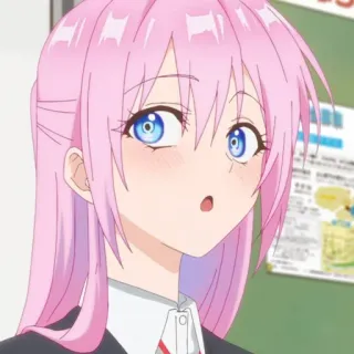 🍧 Anime, Mädchen, pinke Haare, süß, überrascht telegram sticker