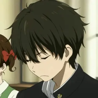 🎐 anime, boy, school uniform, portrait, teenager, hyouka telegram sticker