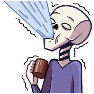 😣 scheletro, caffè, freddo, tremante, divertente telegram sticker