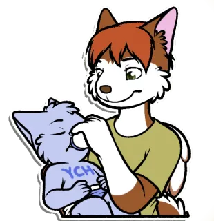 🍼 YCH Фурри, Антро, Собака, Ваш персонаж здесь, Сонный, Малыш, Заботливый telegram sticker