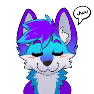 🥹 uwu zorro, lindo, animal, morado, azul, uwu, meme telegram sticker