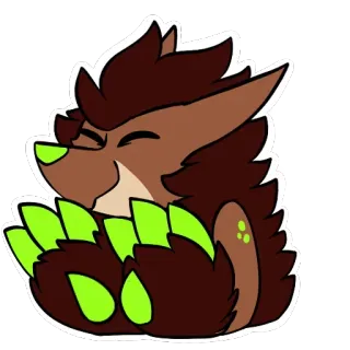 🐾 Фурри, Мультик, Животное, Милый, Зеленый, Коричневый telegram sticker