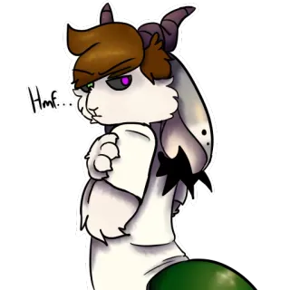 😒 Hmf... anthro, goat, horns, cartoon, cute, illustration whatsapp sticker