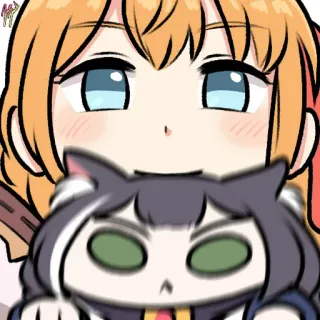 😼 Аниме, Девушка, Кот, Милый, Мультфильм whatsapp sticker