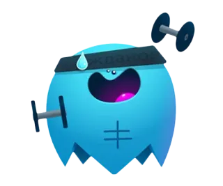 🏋️ duch, ćwiczenia, trening, hantla, kreskówka, fitness telegram sticker