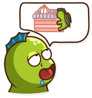 🍰 monstro, bolo, sobremesa, fofo, desenho animado, sonho, faminto, comida telegram sticker