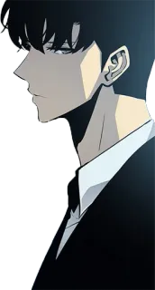 😒 anime, man, sung jinwoo, solo leveling, suit, black hair telegram sticker