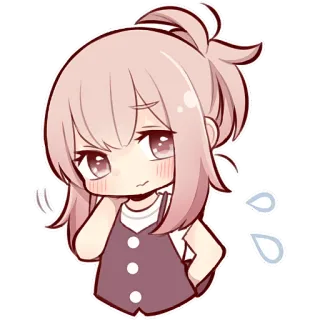 😏 Anime, Chibi, Carino, Ragazza, Triste, Preoccupata, Cartone animato, Illustrazione telegram sticker