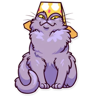 👑 cat, animal, pet, cartoon, cute telegram sticker
