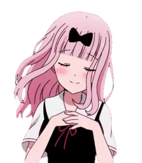 😊 Chika Fujiwara Kaguya-sama: Love Is War 动漫, 千花, 可爱, 漫画, 粉色头发, 可爱 telegram sticker