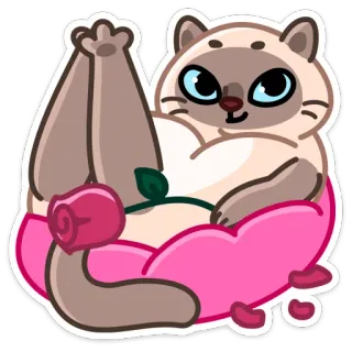 😏 кот, животное, милый, сердце, роза, любовь, день святого валентина, стикер telegram sticker
