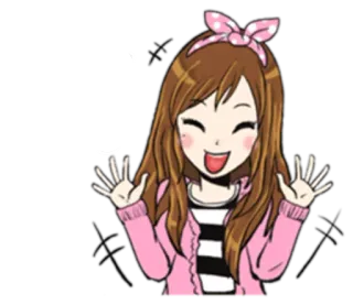 🖐 cartoon, girl, happy, cute, smile, anime telegram sticker