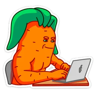 ☺️ морковь, печатание, компьютер, овощ, смешной, мультфильм, мем whatsapp sticker