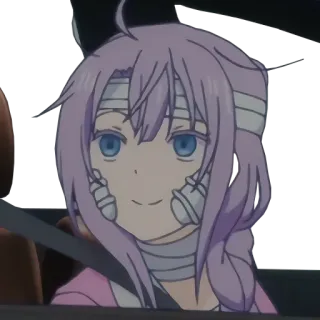 🚐 anime, purple hair, bandages, injured whatsapp sticker