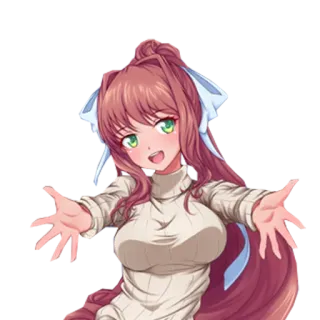 😊 Monika Doki Doki Literature Club! anime, cartoon, cute, female, girl, character telegram sticker