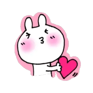 😘 bunny, rabbit, heart, love, cute, animal telegram sticker