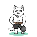 💪 cat, weightlifting, animal, exercise, cartoon, muscular, dumbbell telegram sticker