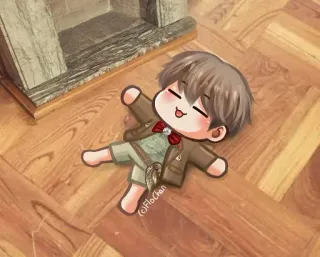 ☺️ FloChan Anime, Chibi, Słodki, Leżący, Postać, Kawaii telegram sticker