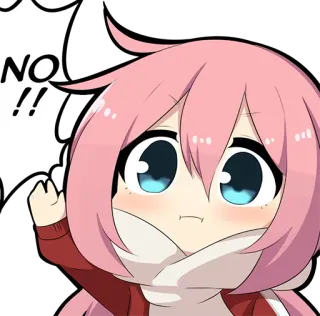 👎 NO!! Аниме, Девушка, Нет, Милый, Мультфильм, Восклицание telegram sticker