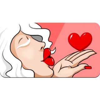 😌 wanita, ciuman, hati, cinta, romantis, ciuman jauh, kartun telegram sticker