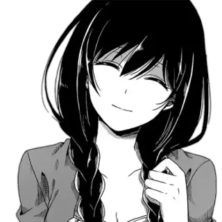 🙃 garota anime, mangá, cabelo preto, sorriso, fofa telegram sticker