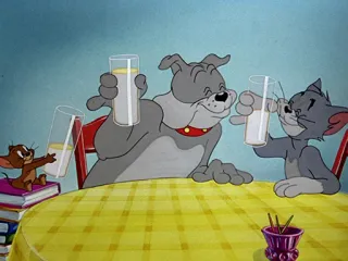 ☺️ Tom and Jerry cartoon, animals, drinking, friendship, characters, celebration telegram sticker