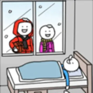 😴 stick figures, cartoon, winter, snow whatsapp sticker
