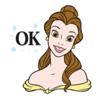 👌 Belle Beauty and the Beast OK เบลล์, ดิสนีย์, เจ้าหญิง, โอเค, โฉมงามกับเจ้าชายอสูร, การ์ตูน telegram sticker