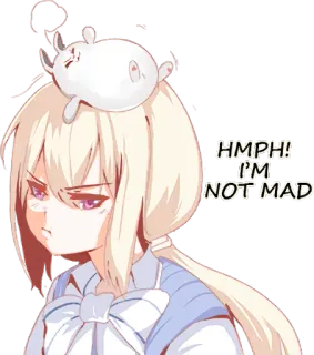 😒 Hmph! I'm Not Mad anime, angry, cute, blond, girl telegram sticker