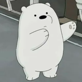 ✨ Ice Bear We Bare Bears Dibujo animado, Oso, Oso polar, Oso blanco, Saludando, Lindo telegram sticker
