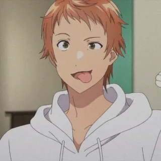 😜 anime, boy, tongue, hoodie, casual telegram sticker