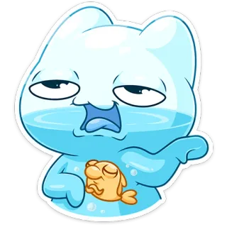 ⭐ cat, fish, sleepy, cartoon, funny, cute telegram sticker
